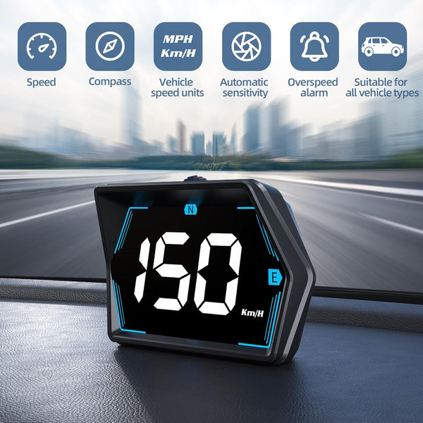 G20 HUD Car Head-Up Display Speedometer, HD Driving Projection Odometer with Compass,  Auto Brightness, Speed Warning Alarm