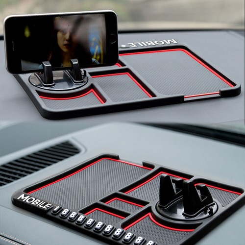 Multi-Function Anti-Slip Dashboard Mat with Mobile Holder & Number Display